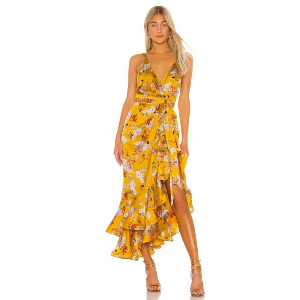 Bronx & Banco Yellow Asymmetric Maxi Dress Size XS